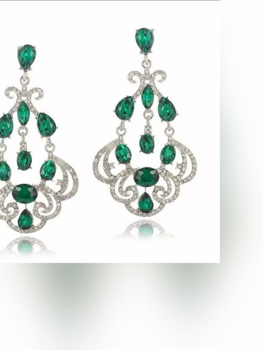 Emerald Green Crystal Chandelier Earrings - Women Jewelry - Picture 6 of 6